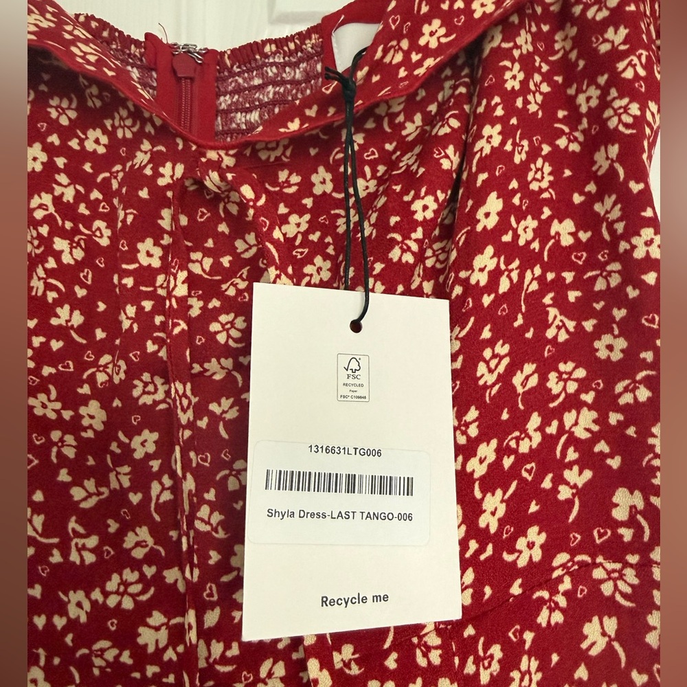 NWT Reformation Shyla Dress Red Floral Midi Last Tango Size 6 - Picture 5 of 7